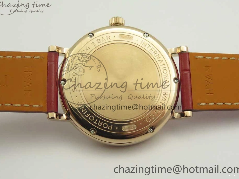 MIROTIME 0319 Portofino IW458101 RG MK 1:1 Best Edition Silver Dial On Red Leather Strap MIYOTA FashionForward 7162